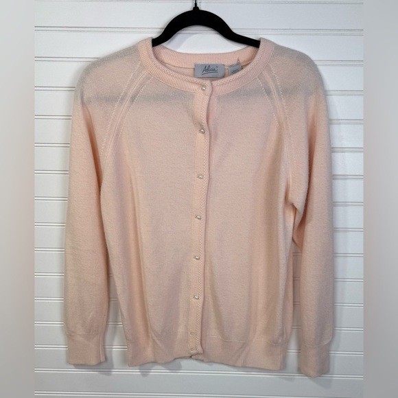 Alicia Sweaters - Vintage 90’s Alicia peachy pink button up cardigan sweater. Size Small